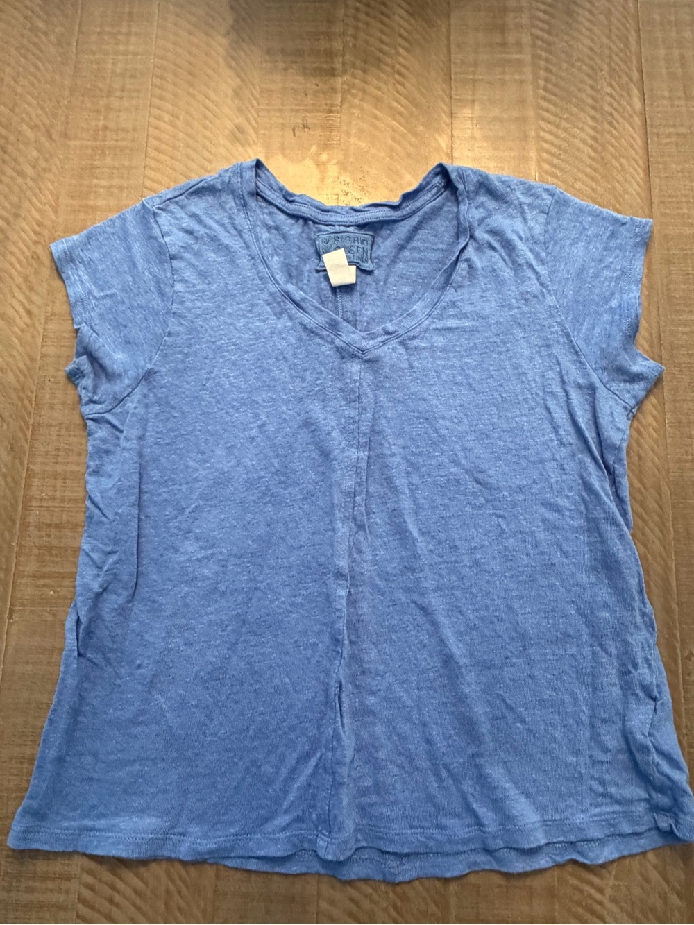 Sigrid Olsen Light Blue V‑Neck Short Sleeve Tee